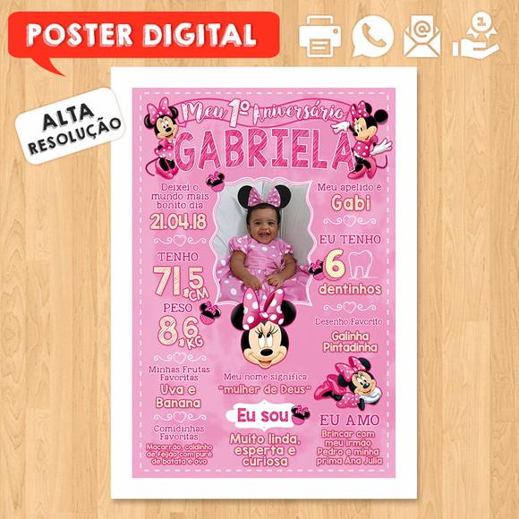 Arte Digital Chalkboard Aniversário A3 30x42cm Minnie