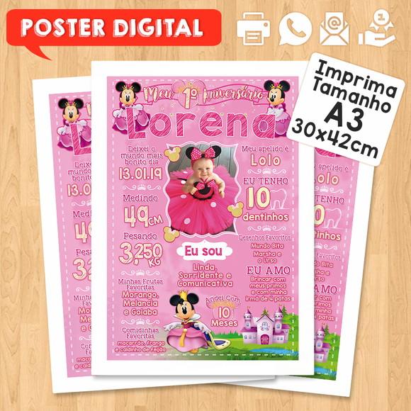 Arte Digital Chalkboard Aniversário A3 30x42cm Minnie