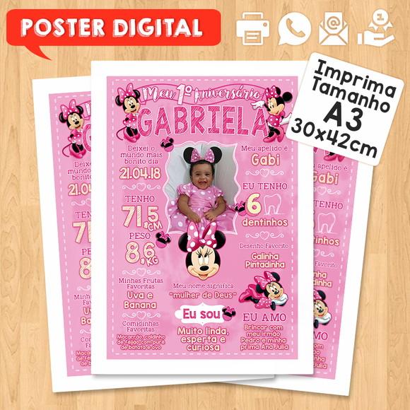 Arte Digital Chalkboard Aniversário A3 30x42cm Minnie