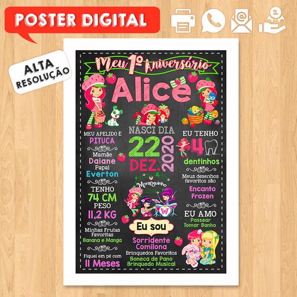 Arte Digital Chalkboard Aniversário A3 30x42cm Moranguinho