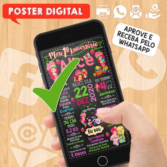 Arte Digital Chalkboard Aniversário A3 30x42cm Moranguinho