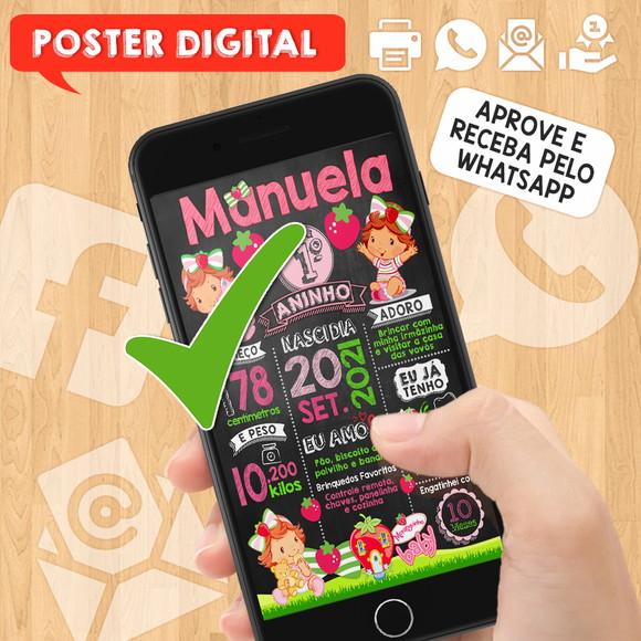 Arte Digital Chalkboard Aniversário A3 30x42cm Moranguinho