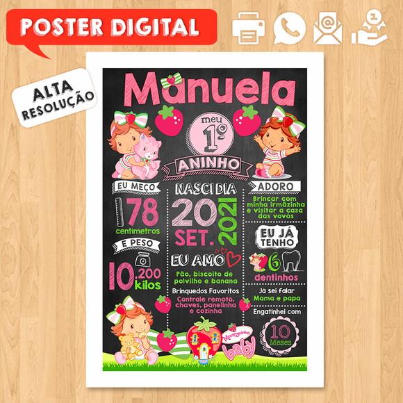 Arte Digital Chalkboard Aniversário A3 30x42cm Moranguinho