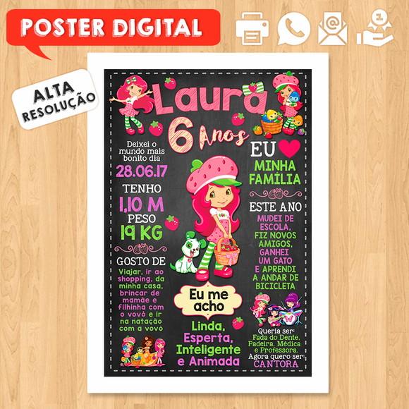 Arte Digital Chalkboard Aniversário A3 30x42cm Moranguinho