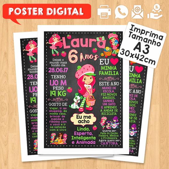 Arte Digital Chalkboard Aniversário A3 30x42cm Moranguinho