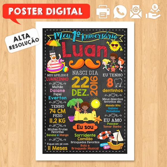 Arte Digital Chalkboard Aniversário A3 30x42cm Mundo Bita