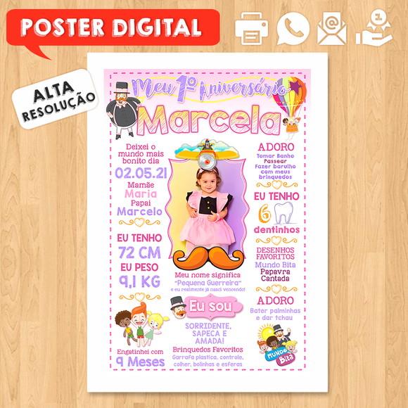 Arte Digital Chalkboard Aniversário A3 30x42cm Mundo Bita