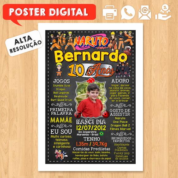 Arte Digital Chalkboard Aniversário A3 30x42cm Naruto