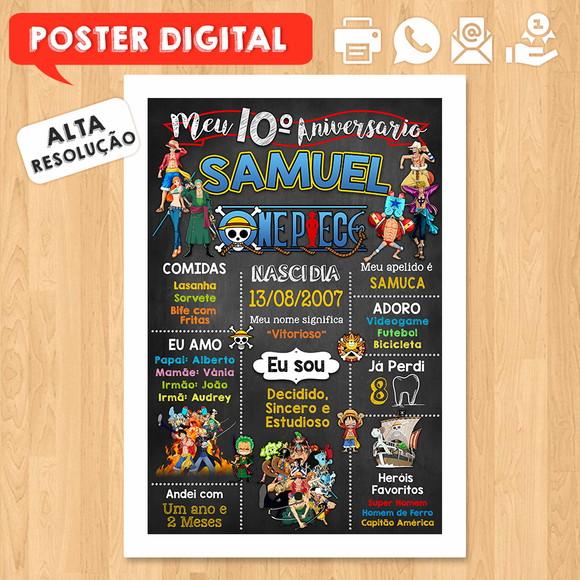 Arte Digital Chalkboard Aniversário A3 30x42cm One Piece