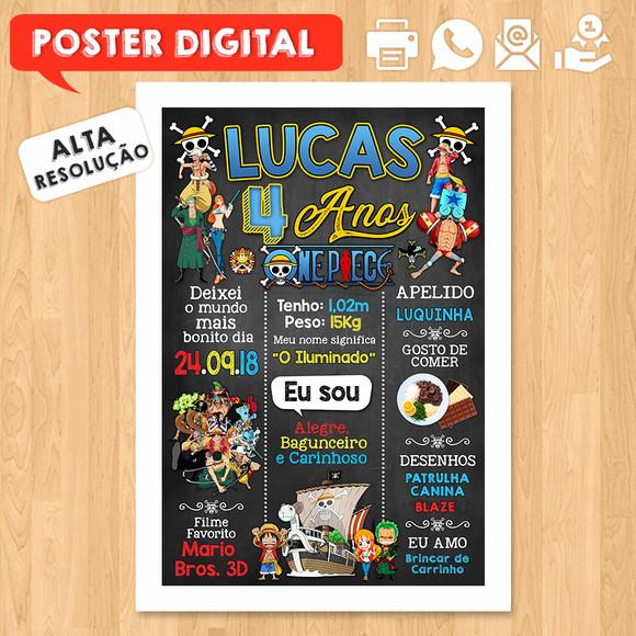 Arte Digital Chalkboard Aniversário A3 30x42cm One Piece