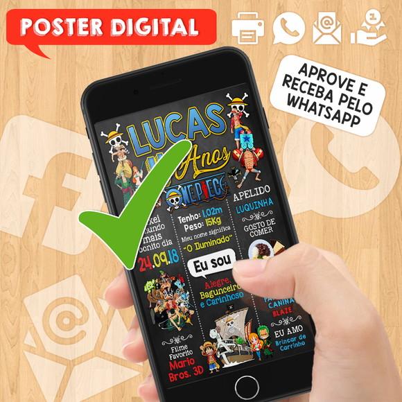 Arte Digital Chalkboard Aniversário A3 30x42cm One Piece