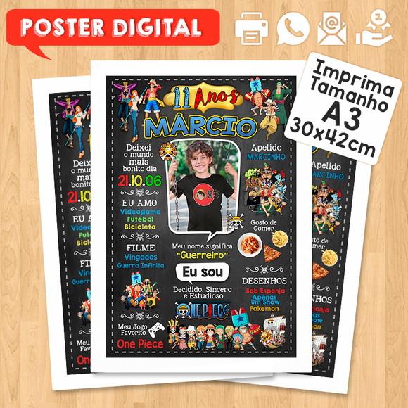 Arte Digital Chalkboard Aniversário A3 30x42cm One Piece