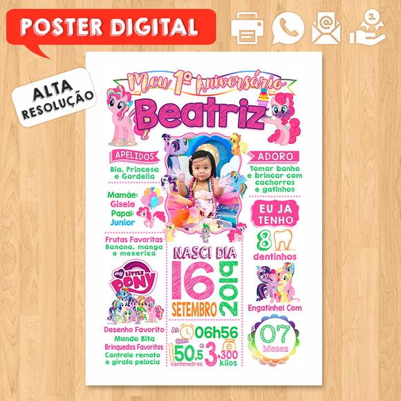 Arte Digital Chalkboard Aniversário A3 30x42cm Pequeno Pônei
