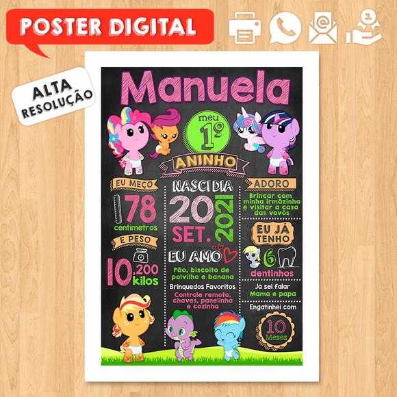 Arte Digital Chalkboard Aniversário A3 30x42cm Pequeno Pônei