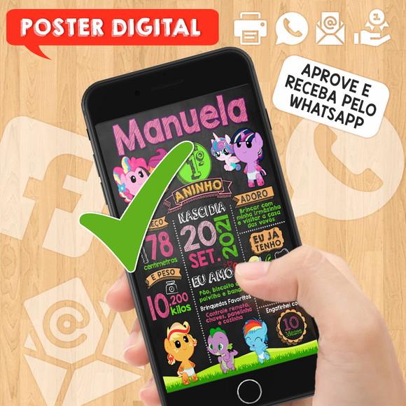Arte Digital Chalkboard Aniversário A3 30x42cm Pequeno Pônei