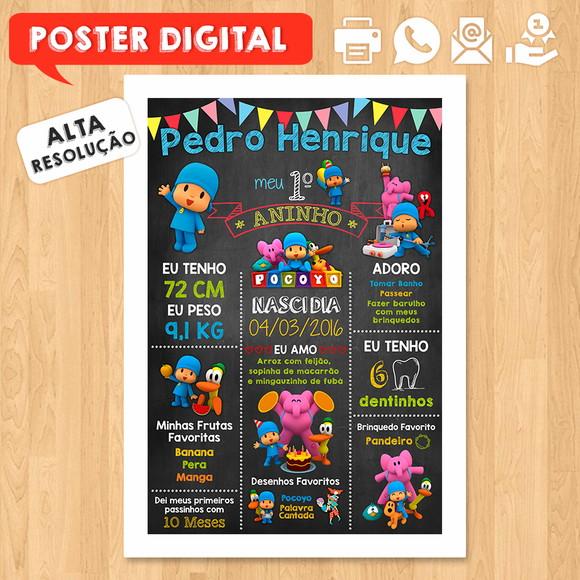 Arte Digital Chalkboard Aniversário A3 30x42cm Pocoyo