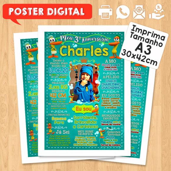 Arte Digital Chalkboard Aniversário A3 30x42cm Pocoyo