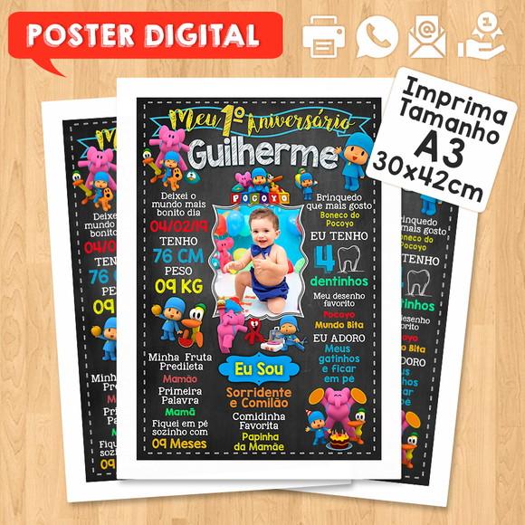 Arte Digital Chalkboard Aniversário A3 30x42cm Pocoyo