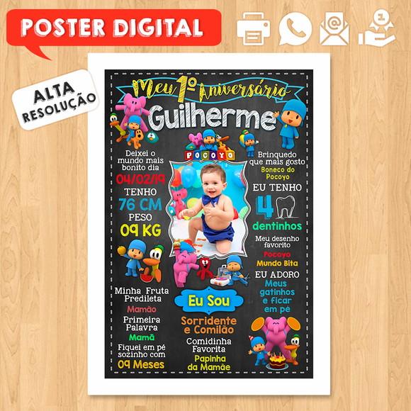 Arte Digital Chalkboard Aniversário A3 30x42cm Pocoyo