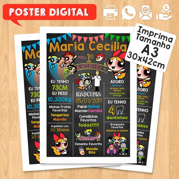 Arte Digital Chalkboard Aniversário A3 30x42cm Poderosas
