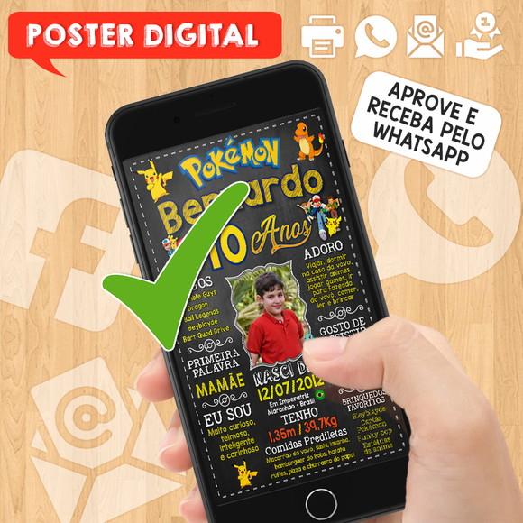 Arte Digital Chalkboard Aniversário A3 30x42cm Pokemon