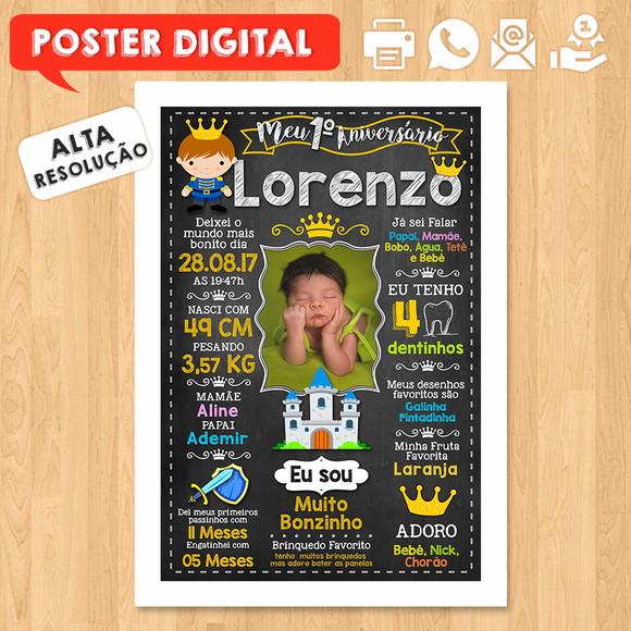 Arte Digital Chalkboard Aniversário A3 30x42cm Príncipe