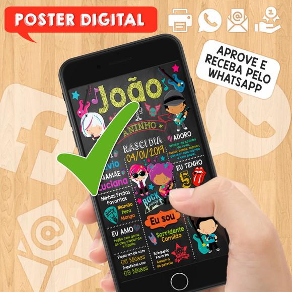 Arte Digital Chalkboard Aniversário A3 30x42cm Rock Baby
