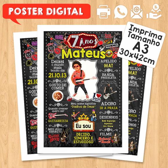 Arte Digital Chalkboard Aniversário A3 30x42cm Rock Baby