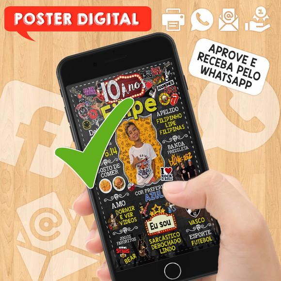 Arte Digital Chalkboard Aniversário A3 30x42cm Rock Baby