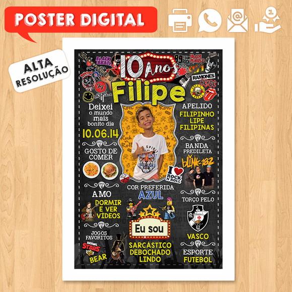 Arte Digital Chalkboard Aniversário A3 30x42cm Rock Baby