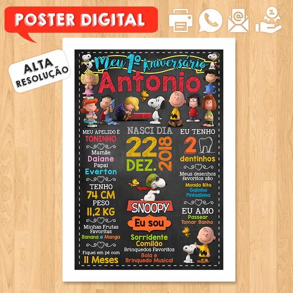 Arte Digital Chalkboard Aniversário A3 30x42cm Snoopy