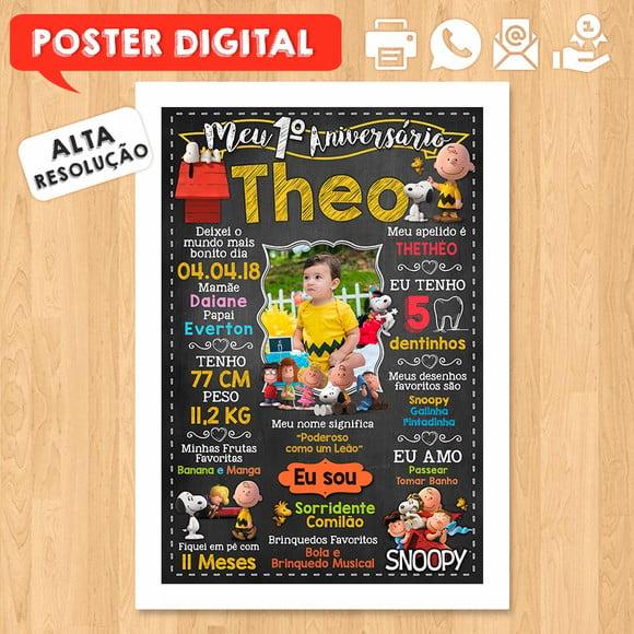 Arte Digital Chalkboard Aniversário A3 30x42cm Snoopy