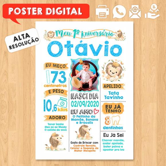Arte Digital Chalkboard Aniversário A3 30x42cm Tema Leão