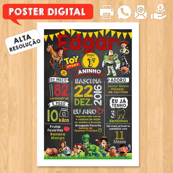 Arte Digital Chalkboard Aniversário A3 30x42cm Toy Story