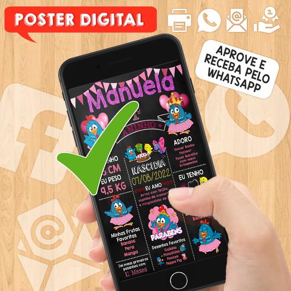 Arte Digital Chalkboard Aniversário A3 Galinha Pintadinha