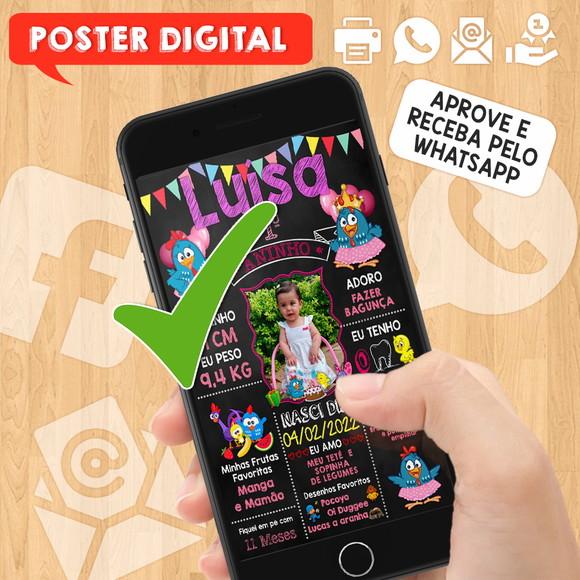 Arte Digital Chalkboard Aniversário A3 Galinha Pintadinha