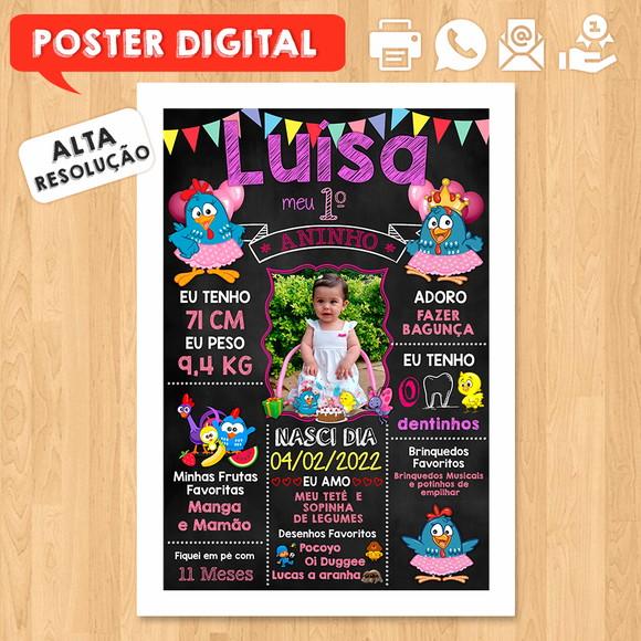 Arte Digital Chalkboard Aniversário A3 Galinha Pintadinha