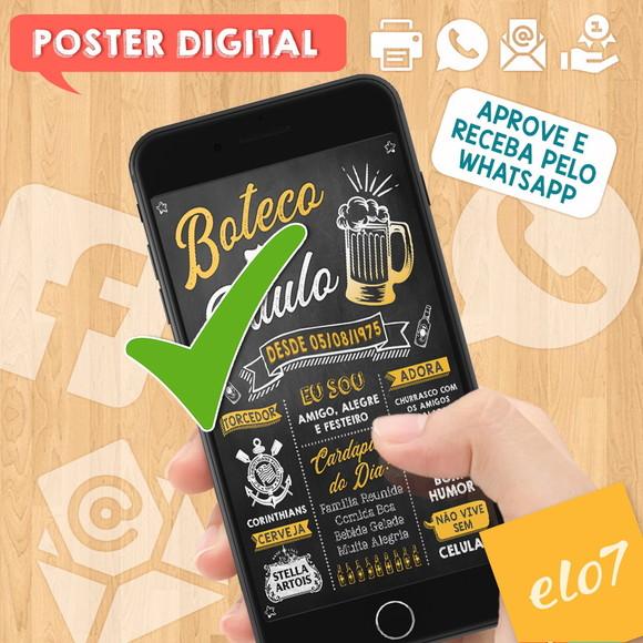 Arte Digital Chalkboard Aniversário Boteco