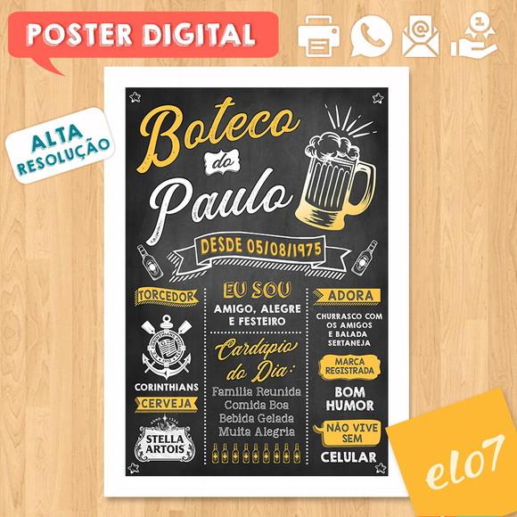 Arte Digital Chalkboard Aniversário Boteco