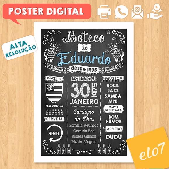 Arte Digital Chalkboard Aniversário Boteco