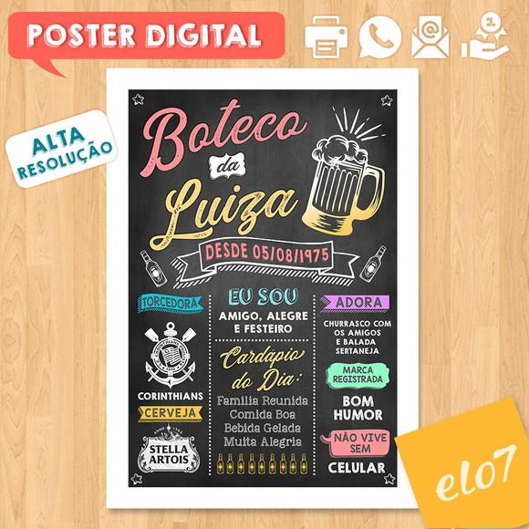 Arte Digital Chalkboard Aniversário Boteco