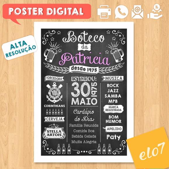 Arte Digital Chalkboard Aniversário Boteco