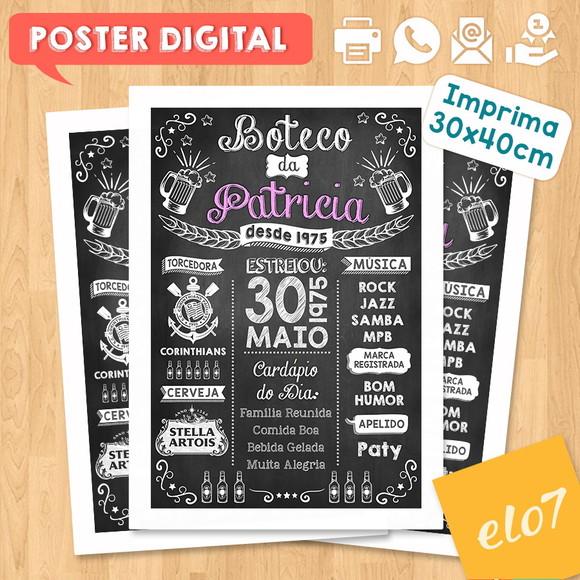 Arte Digital Chalkboard Aniversário Boteco