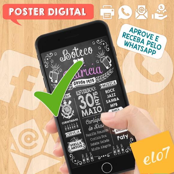 Arte Digital Chalkboard Aniversário Boteco