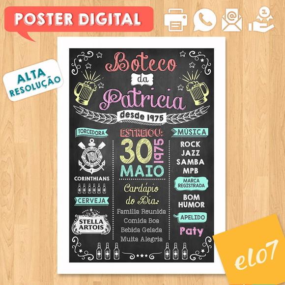 Arte Digital Chalkboard Aniversário Boteco