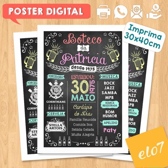 Arte Digital Chalkboard Aniversário Boteco