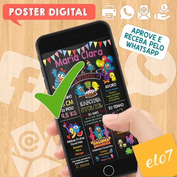 Arte Digital Chalkboard Aniversário Galinha Pintadinha