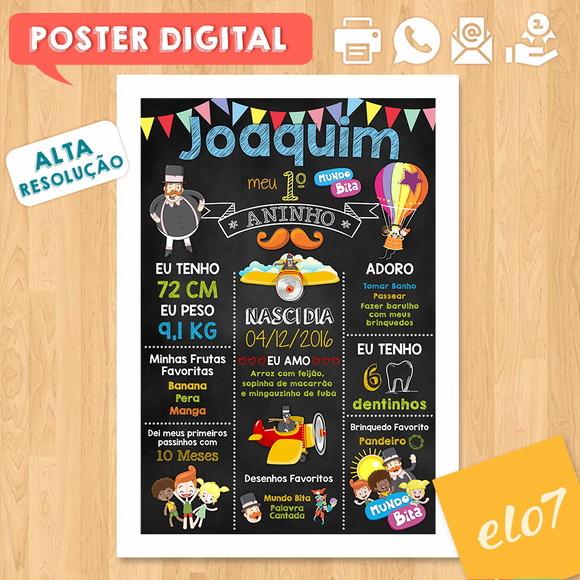 Arte Digital Chalkboard Aniversário Mundo Bita