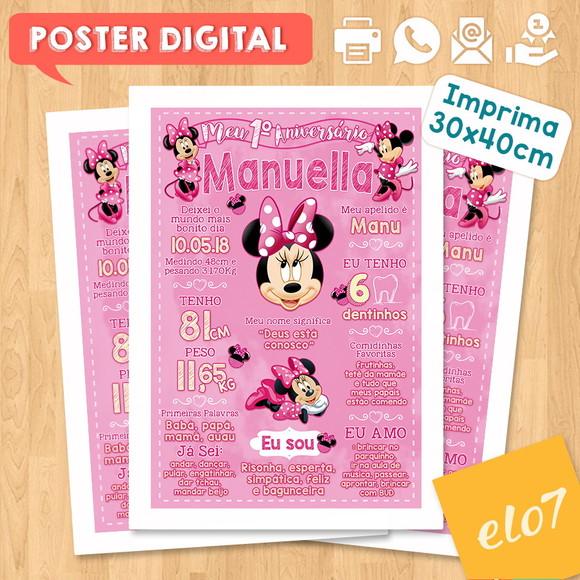 Arte Digital Chalkboard Aniversário Minnie Rosa
