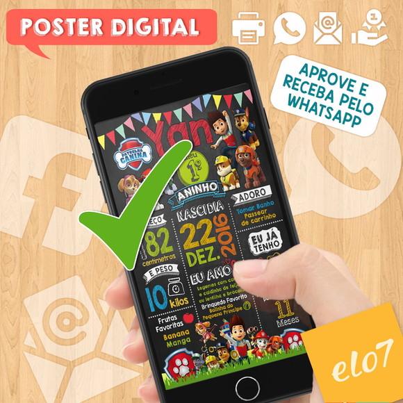 Arte Digital Chalkboard Aniversário Patrulha Canina